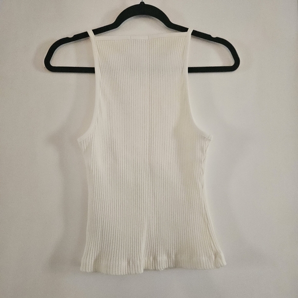 Agolde White Ribbed Mina Tank Top Size Large Organic Cotton - Picture 3 of 7